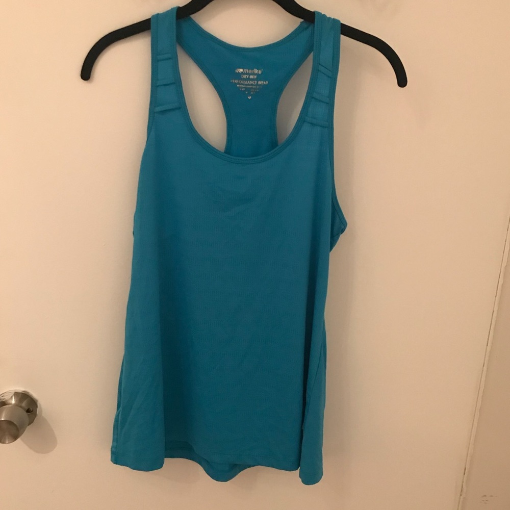 Marika teal blue workout tank top - Picture 2 of 3